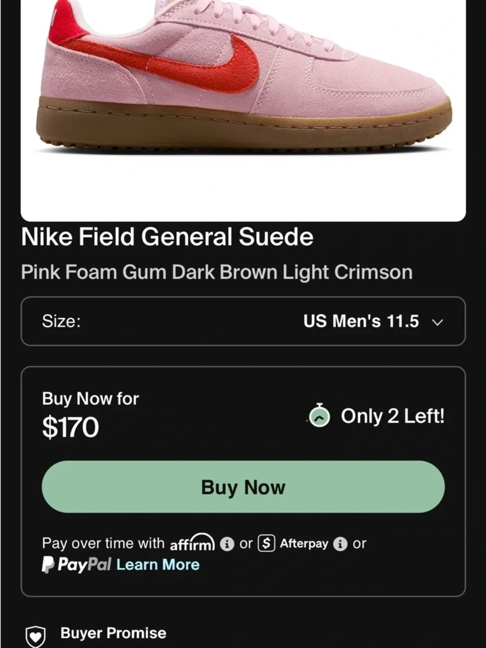 Nike Suede Pink Interior Sneaker with Red Logo - Picture 5 of 5